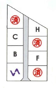 飯田市松尾城建築条件付分譲地8区画 間取図・土地図