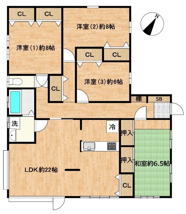 長野県飯田市滝の沢 間取図・土地図