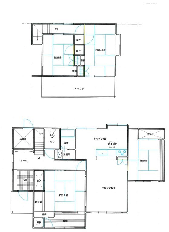 飯田市上郷別府借地中古住宅 間取図・土地図