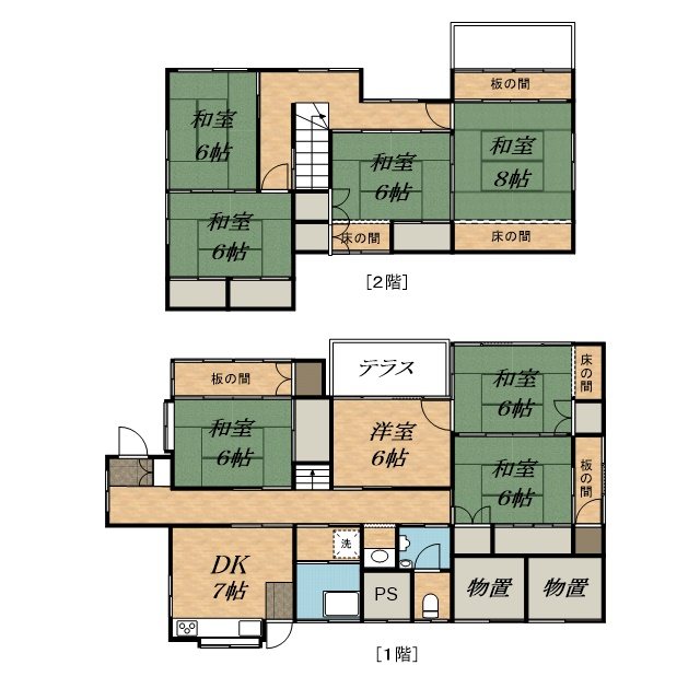 飯田市下久堅知久平貸家 間取図・土地図