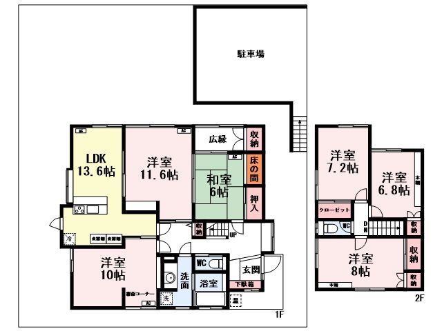 河桃町戸建 間取図・土地図