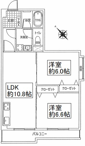 給田南住宅2号棟　2階 間取り図