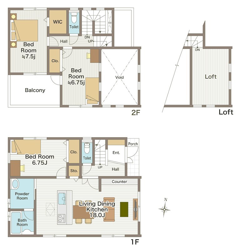 越谷市西方1丁目 戸建 間取り図