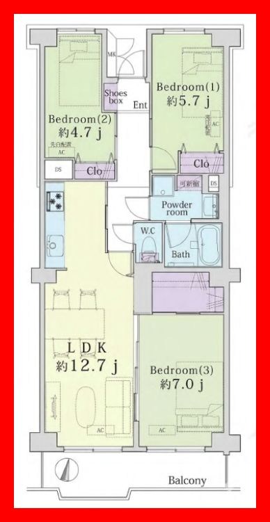 ボナハイツ中川３号棟 間取り図