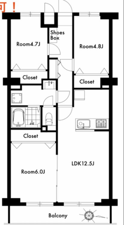 耐震基準適合マンション♪ エクレール南越谷 間取り図