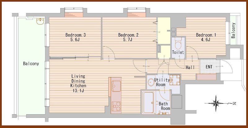 浦和仲町ダイヤモンドマンション 間取り図