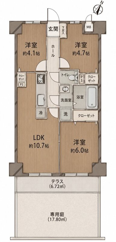 【3LDK/56㎡】室内きれいな状態です♪ ワコーレ桶川 間取り図