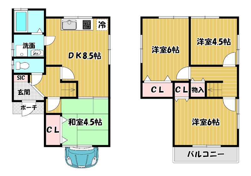 大阪府枚方市星丘２丁目 間取図・土地図