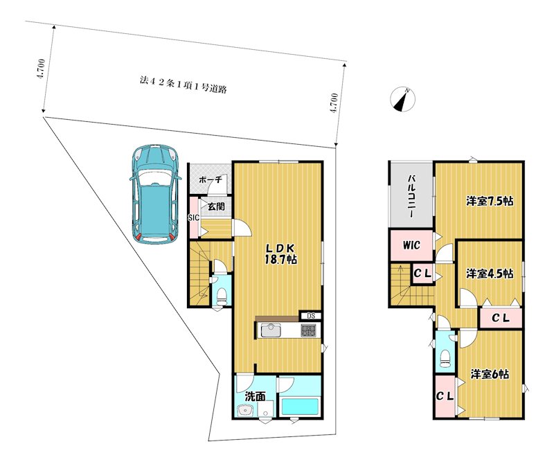 大阪府枚方市堂山２丁目 間取図・土地図