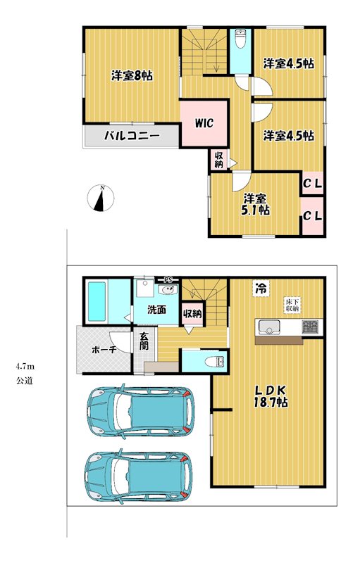 大阪府交野市天野が原町３丁目 間取図・土地図
