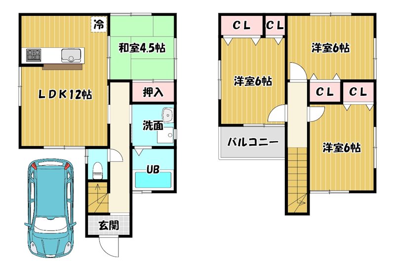 大阪府枚方市松丘町 間取図・土地図