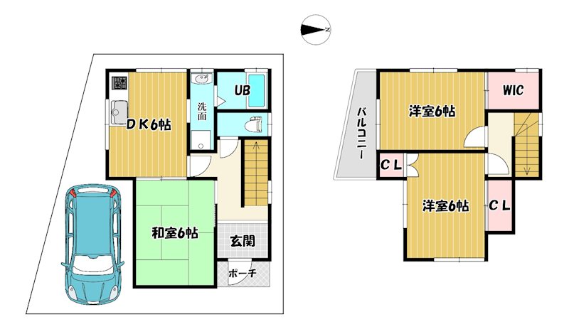 大阪府枚方市茄子作１丁目 間取図・土地図