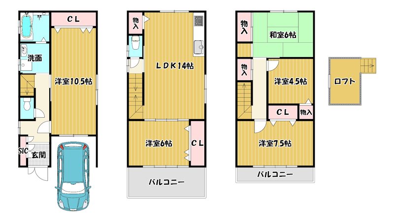 大阪府枚方市三矢町 間取図・土地図