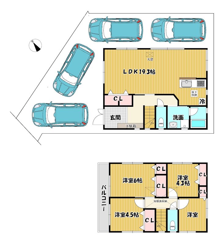 大阪府枚方市養父元町 間取図・土地図