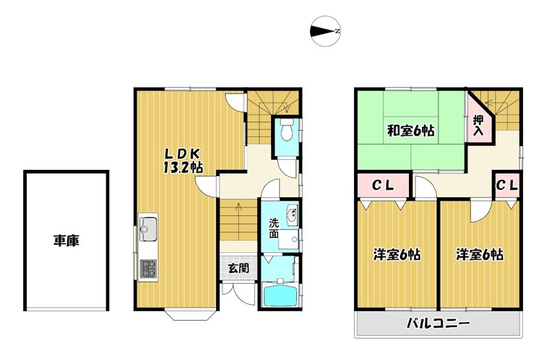 大阪府枚方市星丘３丁目 間取図・土地図