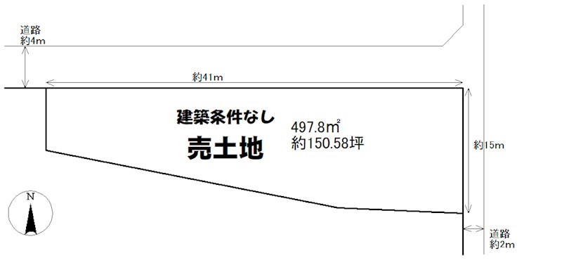 土地　周南市戸田字橋本1856番、1857番2、1857番3 間取図・土地図