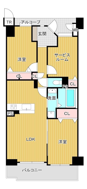 マンション　周南市慶万町3-8サーパス慶万第2　403号室 間取図・土地図