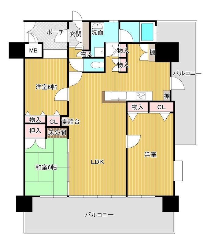 マンション　周南市岐山通2丁目グランドール徳山岐山通り10階 間取図・土地図