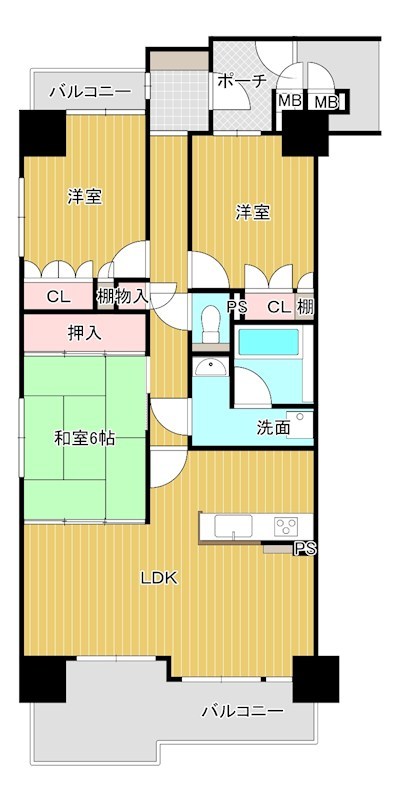マンション　下松市栄町3丁目サーパス栄町公園2F 間取図・土地図