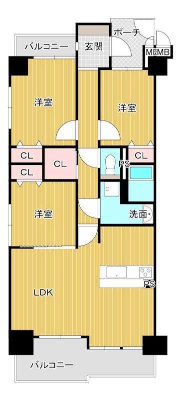 マンション　下松市栄町3丁目サーパス栄町公園1001号 間取図・土地図