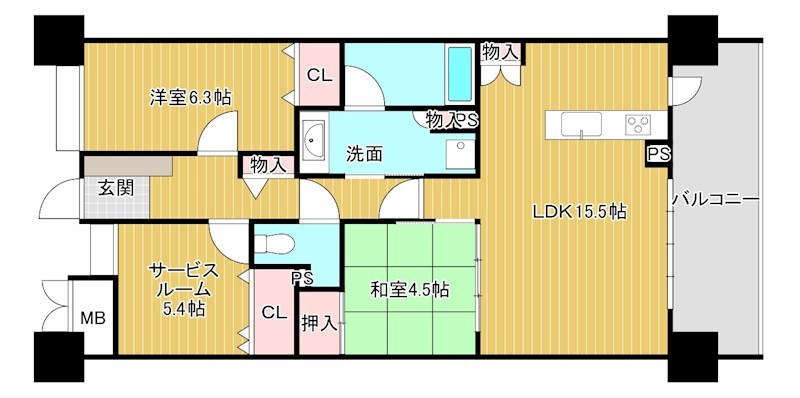 マンション　周南市政所２丁目1オーヴィジョン政所II 1202号 間取図・土地図