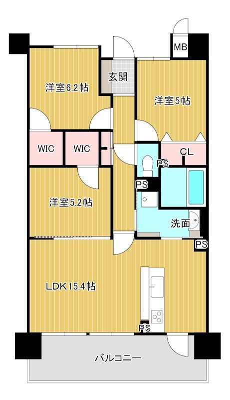 マンション　下松市瑞穂町2丁目サーパス下松中央線302号 間取図・土地図