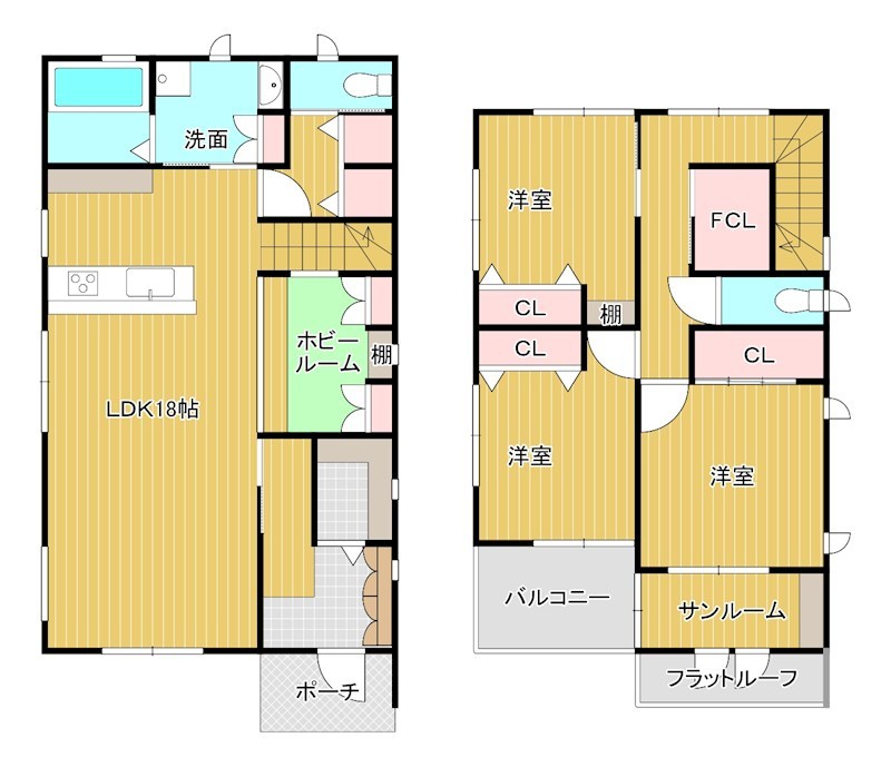 新築　周南市江の宮町セルリアンステージ江の宮町2号棟 間取図・土地図