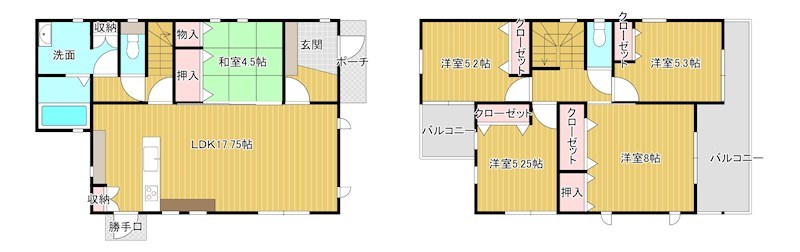 新築　下松市せせらぎ町1丁目セルリアンステージ下松せせらぎ町1丁目2号棟  間取図・土地図