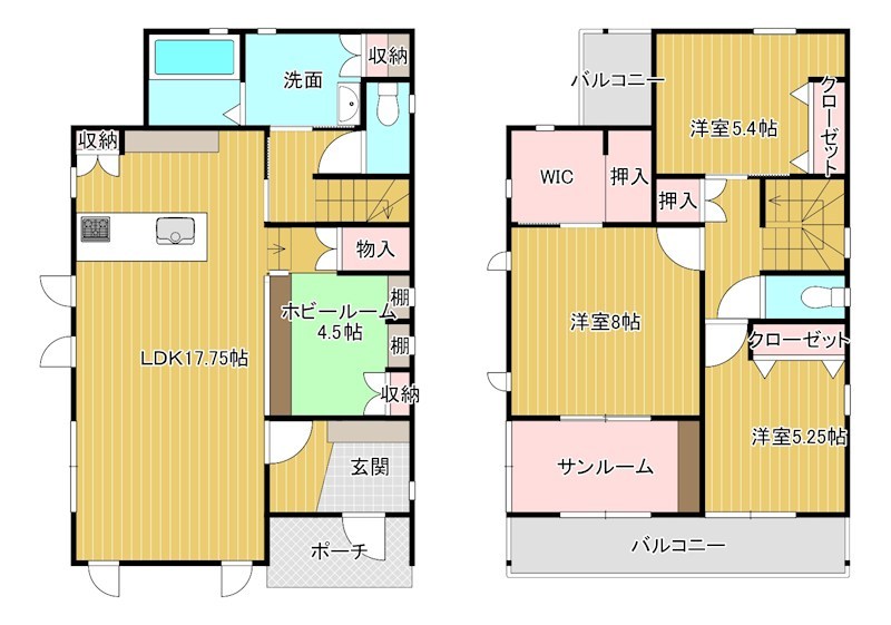 新築　下松市せせらぎ町1丁目セルリアンステージ下松せせらぎ町1丁目3号棟  間取図・土地図