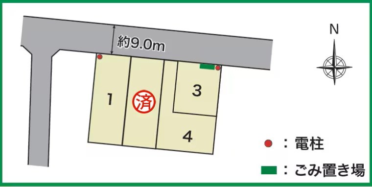 土地　周南市浜田2丁目コモンステージ富田Ⅴ3号地  間取図・土地図