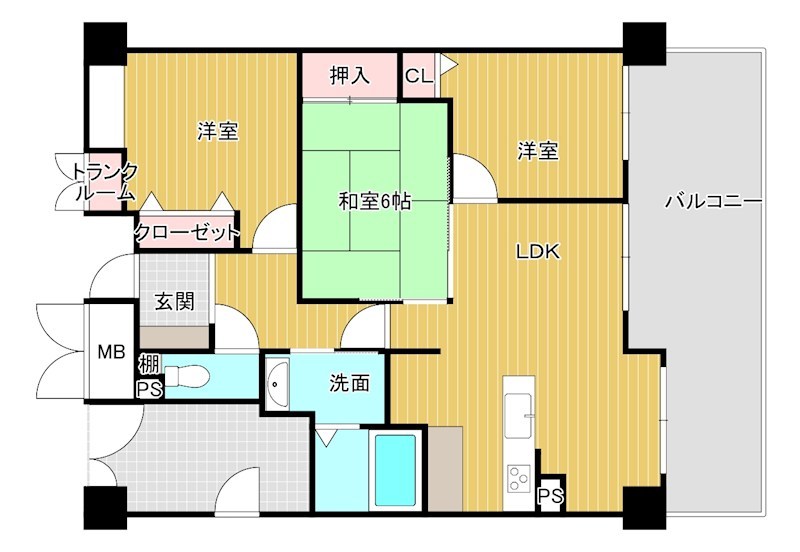 マンション　周南市千代田町サンシティ徳山駅前605 間取図・土地図
