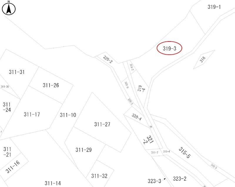 土地　美祢市大嶺町奥分319-3 間取図・土地図
