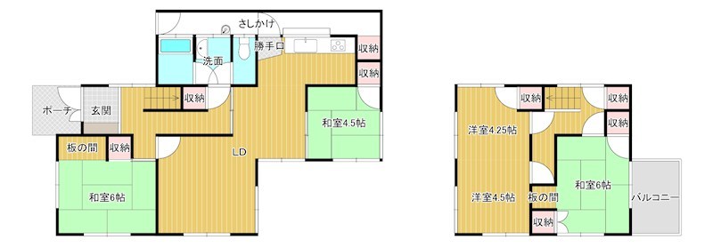 山口県周南市川手２丁目 間取図・土地図