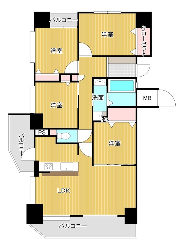 マンション　周南市慶万町アプローズ慶万301号 間取図・土地図