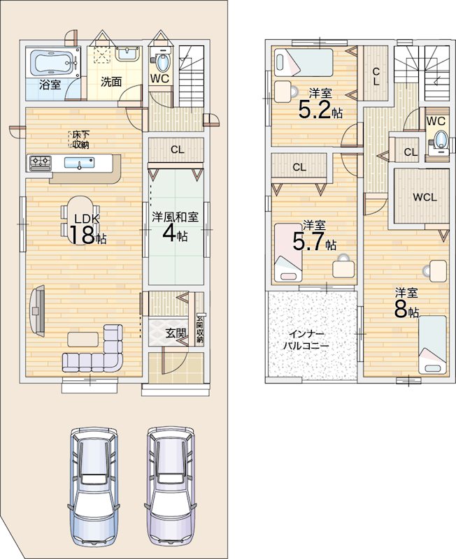 加古川市別府町新野辺北町第7　全3邸　2号棟   間取り図