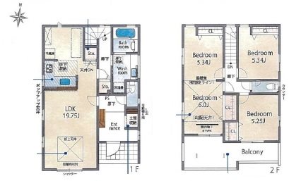 加古川市新神野8丁目　全4邸　2号棟     間取り図