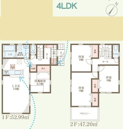 たつの市龍野町末政7期　全4邸　1号棟    間取り図