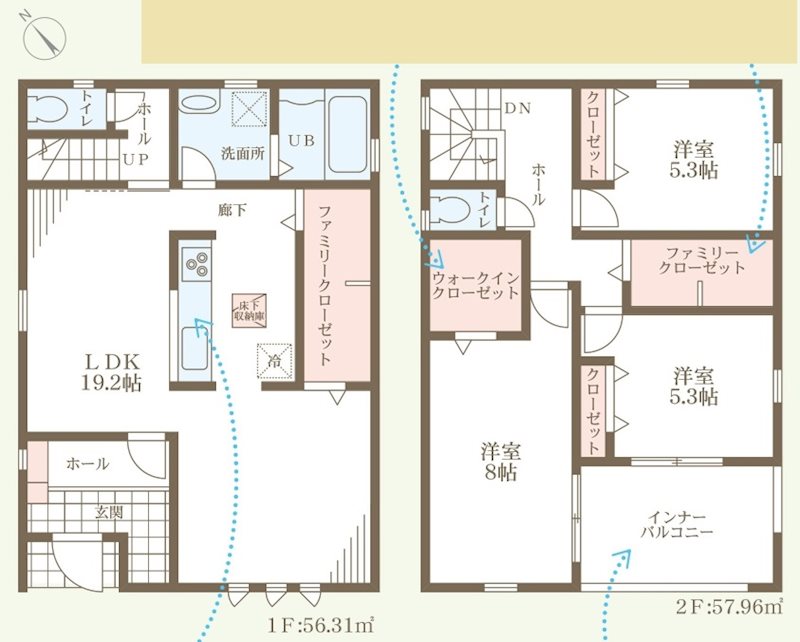 加古川市加古川町稲屋12期　全3邸　2号棟 間取り図