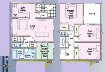 赤穂市南野中第7　全2邸　1号棟 間取り図