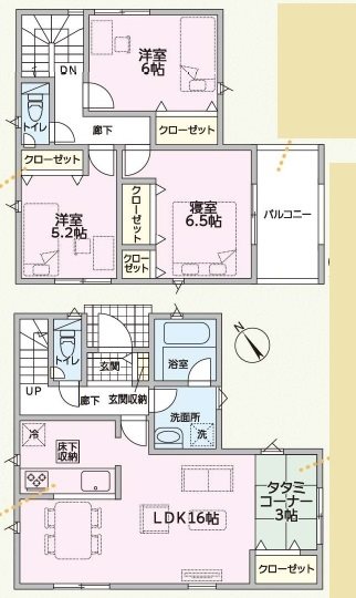 加古川市野口町良野第12　全3邸　3号棟     間取り図