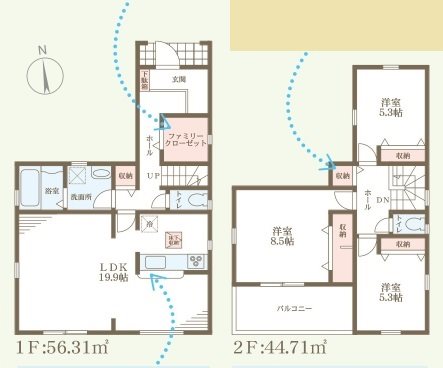 姫路市飾東町庄11期　全2邸　1号棟      間取り図