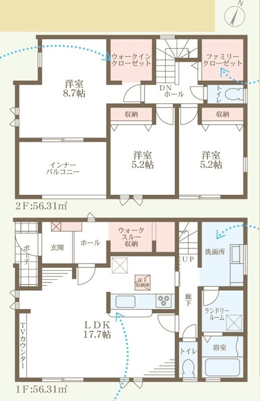 姫路市大津区天神町2丁目　全3邸　2号棟     間取り図