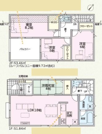 加古川市平岡町土山第11　全4邸　2号棟    間取り図