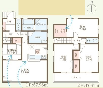 加古川市野口町水足3期　全2邸　1号棟    間取り図