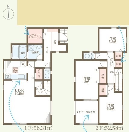 姫路市御立中4期　全2邸　1号棟     間取り図