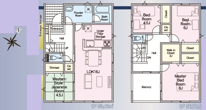 赤穂市北野中第4　全2邸　1号棟 間取り図