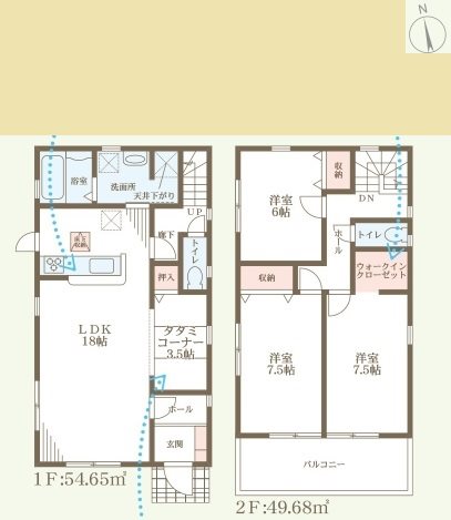 姫路市田寺5期　全2邸　1号棟     間取り図