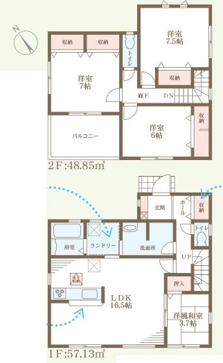 淡路市大磯2期　全2邸　1号棟     間取り図