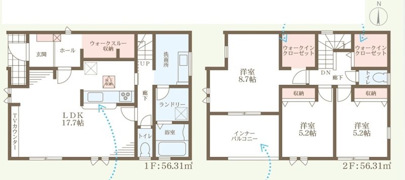 洲本市宇原　全3邸　1号棟  間取り図