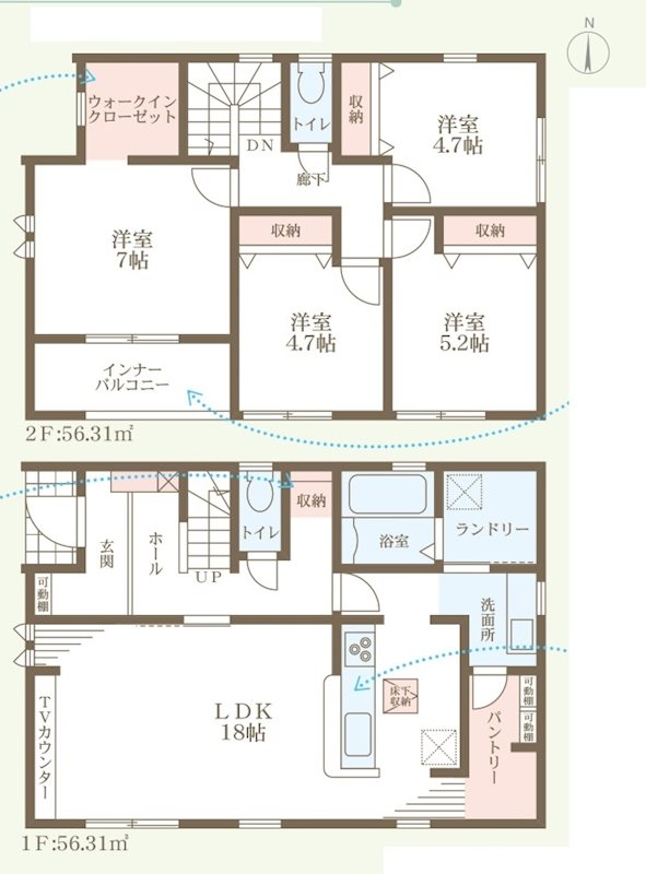 洲本市宇原　全3邸　2号棟  間取り図